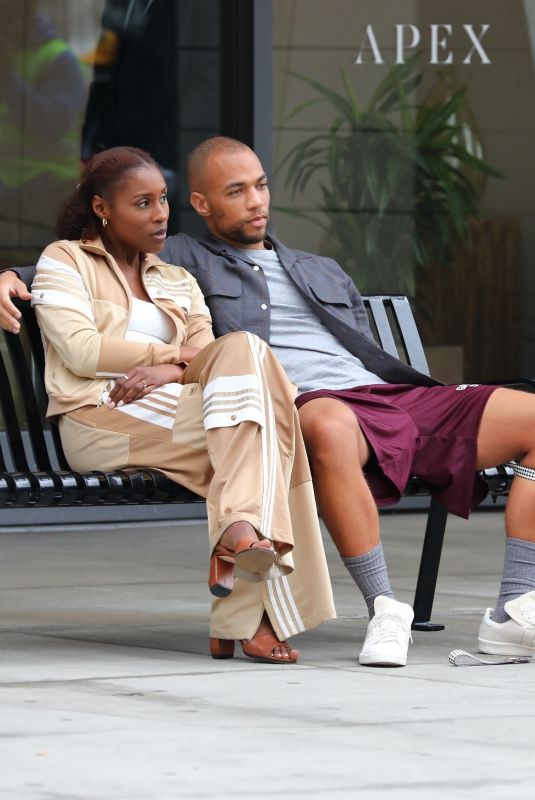 ISSA RAE and Kendrick Sampson on the Set of Insecure in Los Angeles 02/10/2021