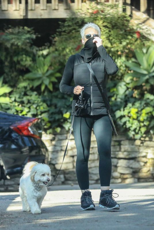 JAMIE LEE CURTIS Out with Her Dog in Santa Monica 02/07/2021