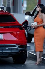 KYLIE JENNER in Tight Dress at a Gas Station in Bel Air 02/22/2021