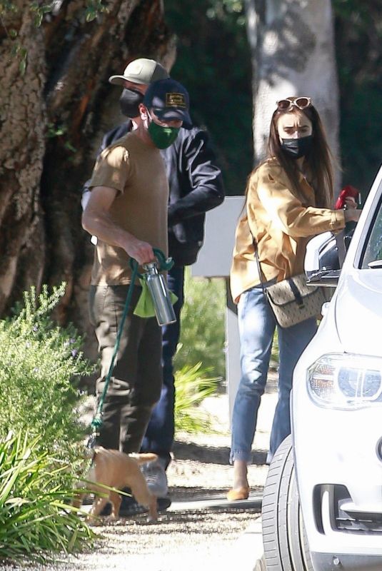 LILY COLLINS Out Visits a Friend in Pasadena 02/06/2021