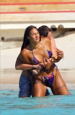 LIZ CAMBAGE in Bikinia t a Beach in St.Barth 02/04/2021