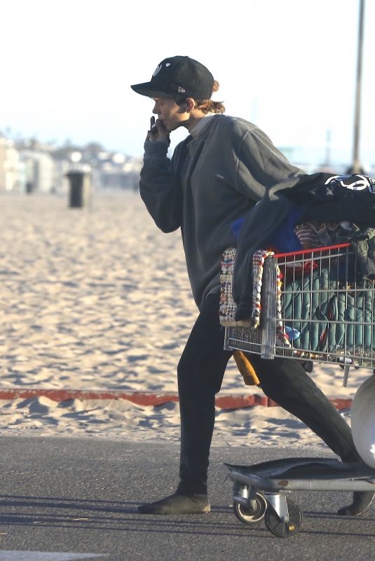 LONI WILLISON Pulls a Cart Out at Santa Monica Beach 02/20/201