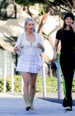 LOTTIE MOSS in a White Mini Skirt Out in West Hollywood 02/02/2021