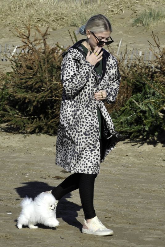 LUCY FALON Out with Her Dog on Blackpool Beach 02/22/2021