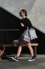 LUCY HALE in Denim Skirt Out Shopping in Studio City 02/05/2021