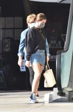 LUCY HALE in Denim Skirt Out Shopping in Studio City 02/05/2021