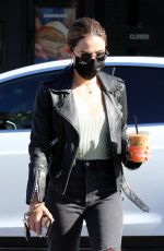 LUCY HALE in Ripped Denim Out for Coffee in Los Angeles 02/26/2021