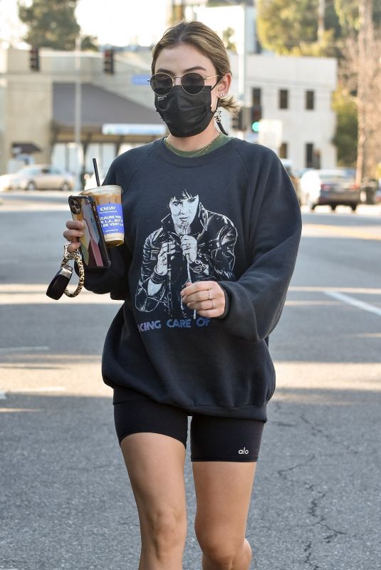 LUCY HALE Out for Coffee in Los Angeles 02/24/2021