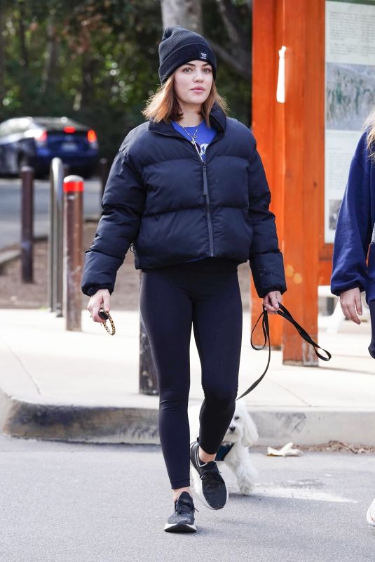 LUCY HALE Out Hiking with Her Dog at Fryman Canyon in Los Angeles 02/15/2021