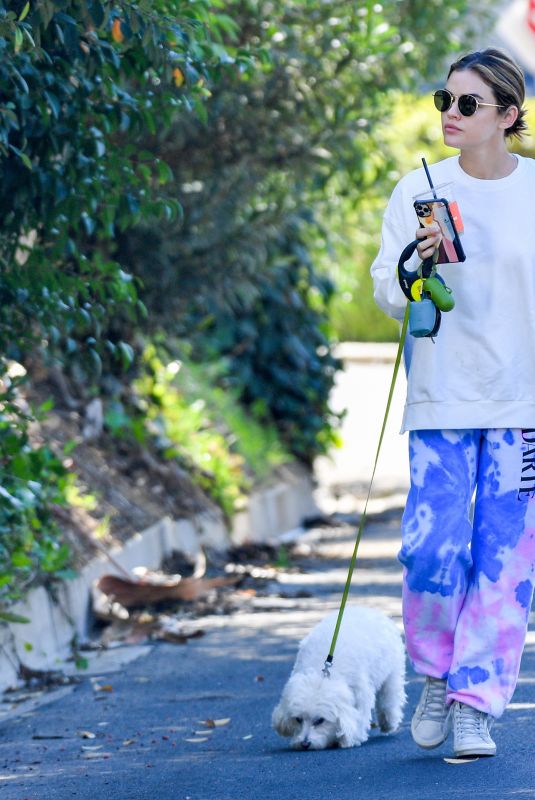 LUCY HALE Out with Her Dog in Studio City 02/24/2021