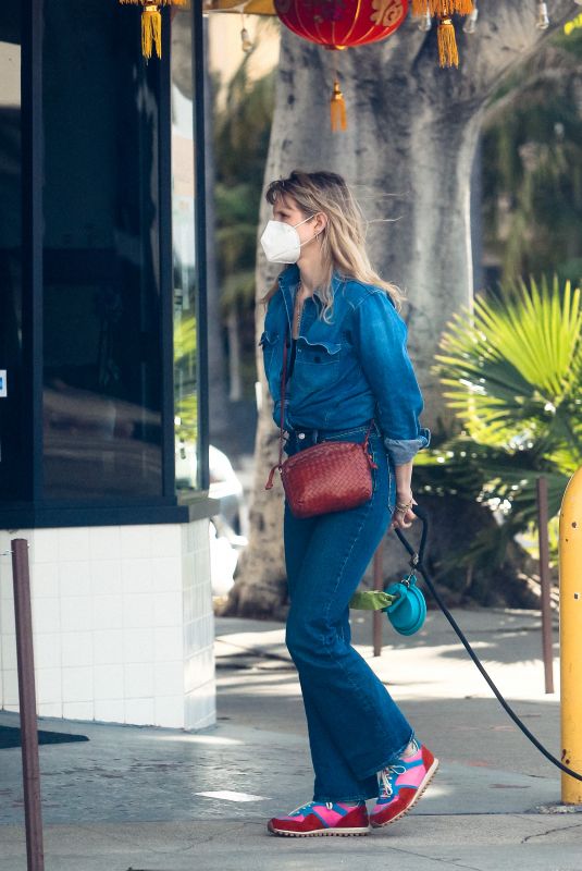 LUCY PUNCH Out with Her Dog in West Hollywood 02/14/2021