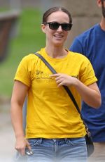 NATALIE PORTMAN in Denim Shorts Out for Lunch in Sydney 02/09/2021