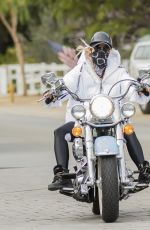 NICOLETTE SHERIDAN Out Driving a Harley Davidson in Calabasas 02/16/2021