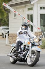 NICOLETTE SHERIDAN Out Driving a Harley Davidson in Calabasas 02/16/2021