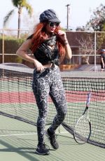 PHOEBE PRICE at a Tennis Court in Los Anegeles 02/18/2021
