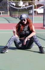 PHOEBE PRICE at a Tennis Court in Los Anegeles 02/18/2021