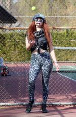 PHOEBE PRICE at a Tennis Court in Los Anegeles 02/18/2021