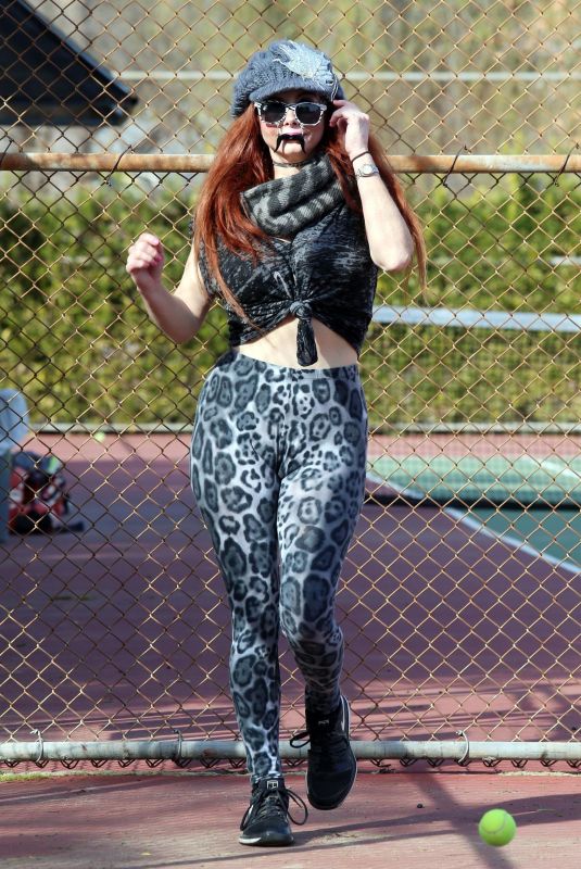 PHOEBE PRICE at a Tennis Court in Los Anegeles 02/18/2021