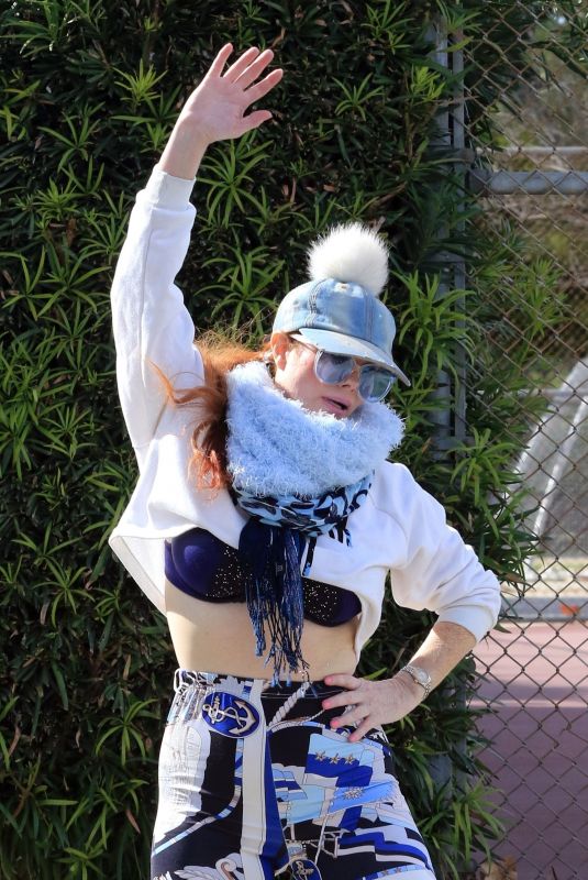 PHOEBE PRICE at a Tennis Court in Los Anegeles 02/19/2021