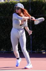 PHOEBE PRICE at a Tennis Court in Los Anegeles 02/23/2021