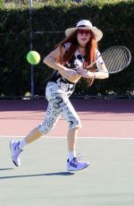 PHOEBE PRICE at a Tennis Court in Los Angeles 02/11/2021