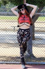 PHOEBE PRICE at a Tennis Court in Los Angeles 02/13/2021