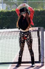 PHOEBE PRICE at a Tennis Court in Los Angeles 02/13/2021