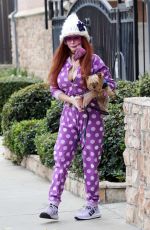 PHOEBE PRICE in a Polka Dot Jumpsuit Out in Los Angeles 02/09/2021