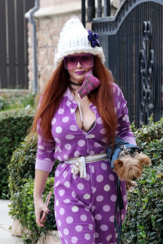 PHOEBE PRICE in a Polka Dot Jumpsuit Out in Los Angeles 02/09/2021