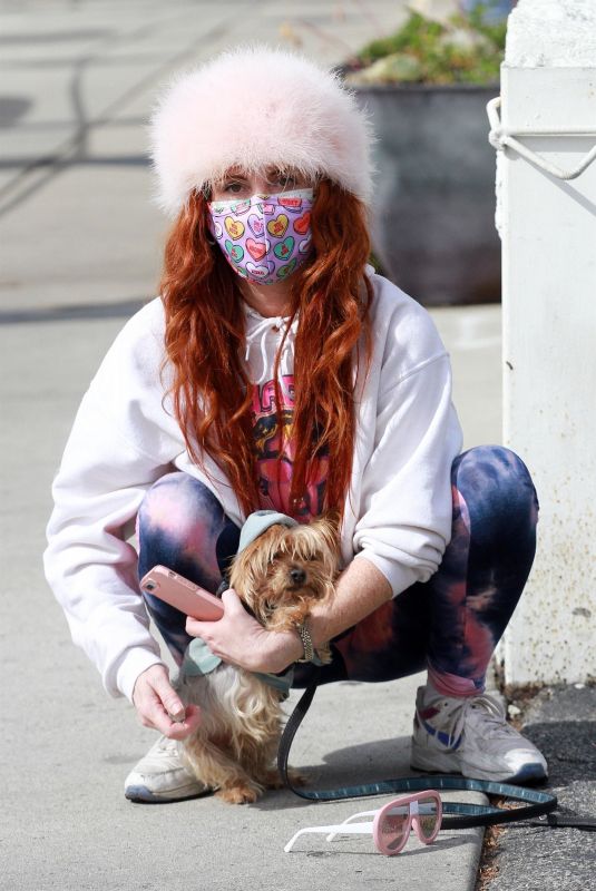 PHOEBE PRICE Out with Her Dog in Los Angeles 02/03/2021