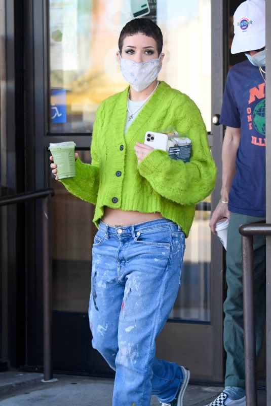 Pregnant HALSEY at Starbucks in Los Angeles 02/04/2021