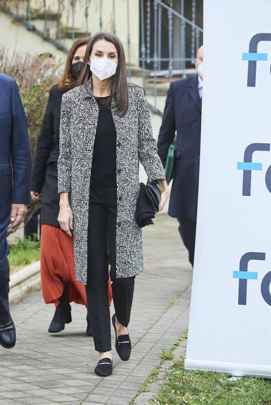 QUEEN LETIZIA OF SPAIN Arrives at Foundation for Help Against Drug Addiction Meeting in Madrid 02/02/2021