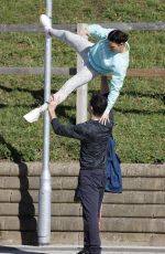 REBEKAH VARDY Practicing a Lifts Out in London 02/26/2021