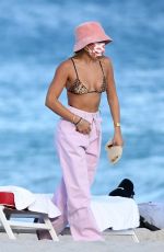 SOFIA RICHIE in a Leopard Print Bikini on the Beach in Miami 02/01/2021