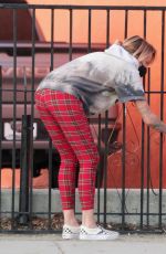 TINA LOUISE Painting a Fence Outside Her Restaurant in West Hollywood 02/01/2021
