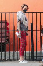 TINA LOUISE Painting a Fence Outside Her Restaurant in West Hollywood 02/01/2021