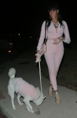 WINNIE HARLOW Night Out with Her Dog in Los Angeles 02/01/2021