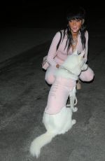 WINNIE HARLOW Night Out with Her Dog in Los Angeles 02/01/2021