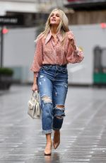 ASHLEY ROBERTS in Ripped Denim Arrives at Breakfast Show in London 03/12/2021