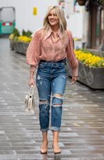 ASHLEY ROBERTS in Ripped Denim Arrives at Breakfast Show in London 03/12/2021