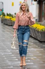 ASHLEY ROBERTS in Ripped Denim Arrives at Breakfast Show in London 03/12/2021