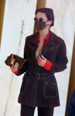 BELLA HADID Arrives at Fitting for Versace Show in Milan 02/28/2021