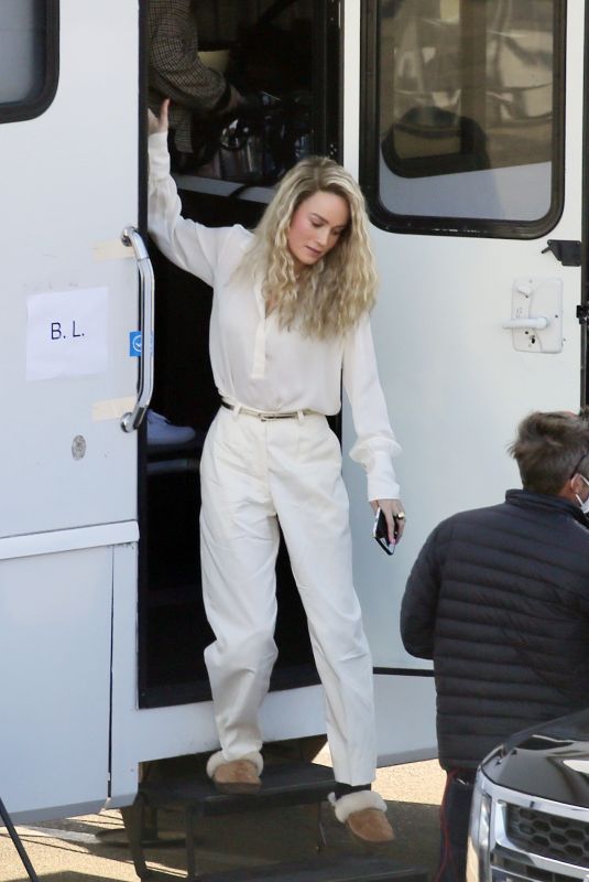 BRIE LARSON on a Movie Set in Los Angeles 03/09/2021