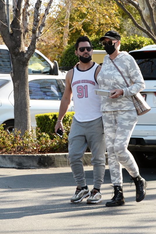 BRIGITTE NIELSEN and Mattia Dessi at Toscanova in Calabasas 03/06/2021
