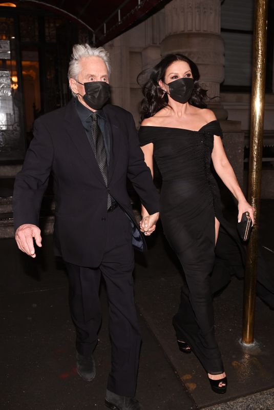 CATHERINE ZETA JONES and Michael Douglas Leaves Their Apartment in New York 02/28/2021