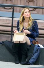 ELIZABETH LAIL on the Set of Gossip Girl in New York 03/25/2021