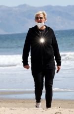 ELLEN DEGENERES Out at a Beach in Santa Barbara 03/21/2021