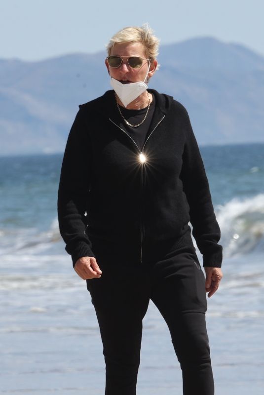 ELLEN DEGENERES Out at a Beach in Santa Barbara 03/21/2021