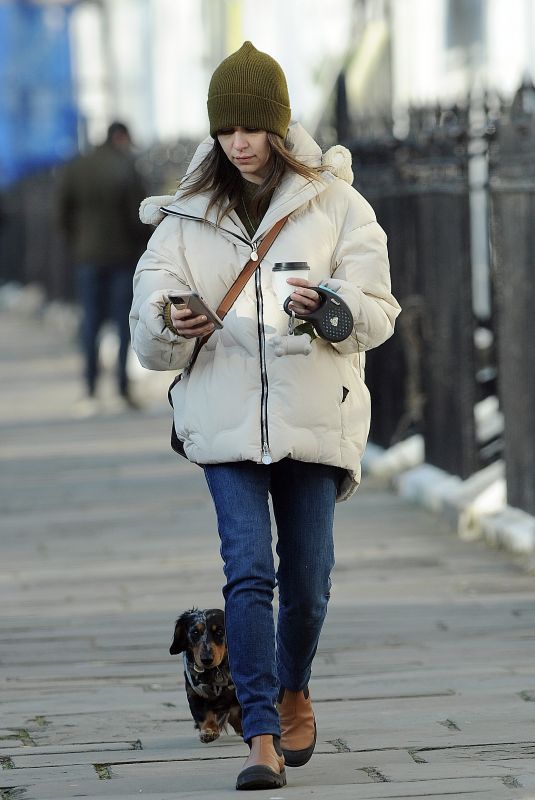 EMILIA CLARKE Out with her Dog in London 03/07/2021