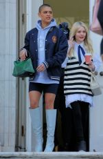 EMILY ALYN LIND and JORDAN ALEXANDER on the Set of Gossip Girl in New York 02/25/2021